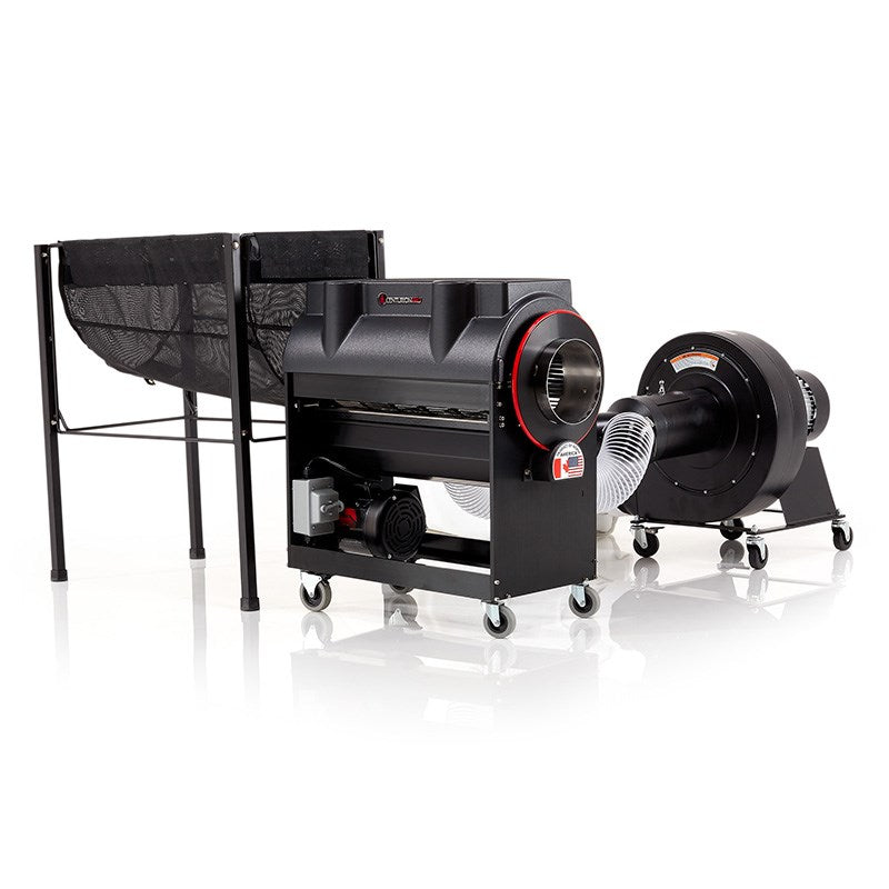 Electropolished trimmer machine with detachable screen hopper and caster wheels