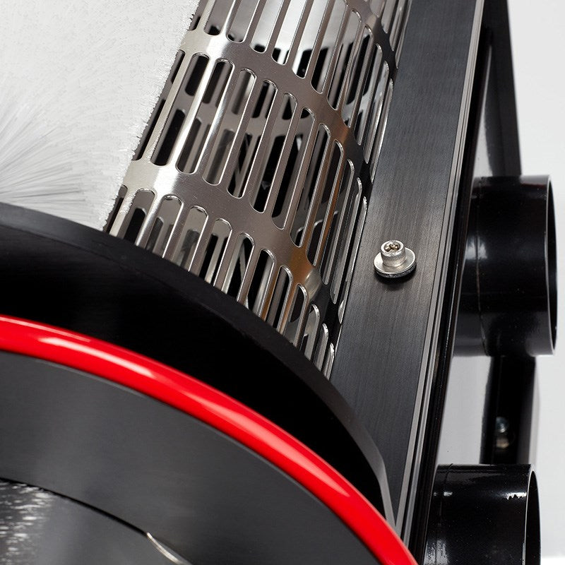 Mini trimmer vent grille and metallic heat shield with red rim
