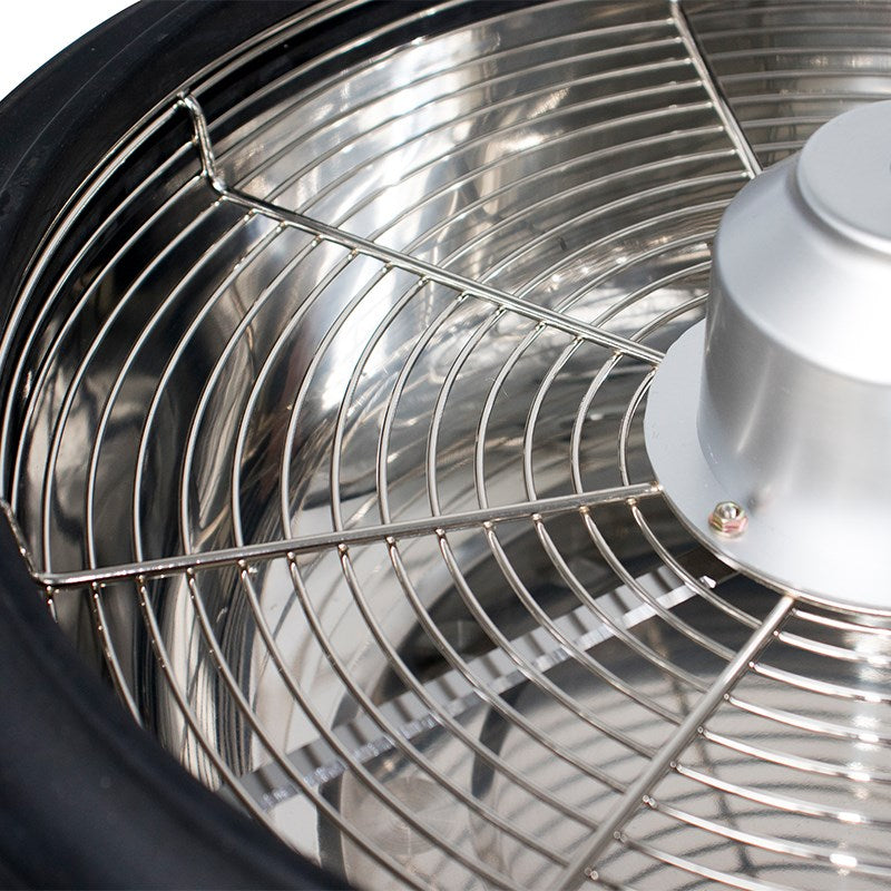 Leaf trimmer metal grating and hub assembly with purple trimming blades in the bowl