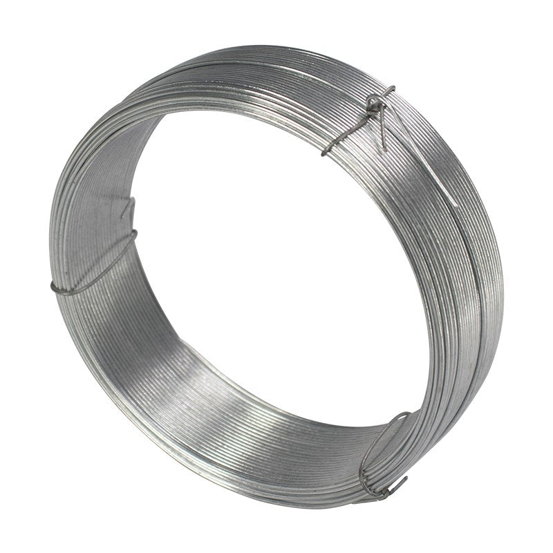 Silver galvanized gardening wire coil with looped fastening ties