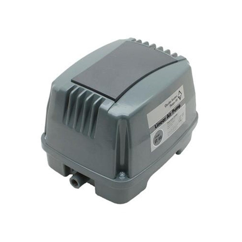 Hailea air pump with gray molded casing, top fins, and side label