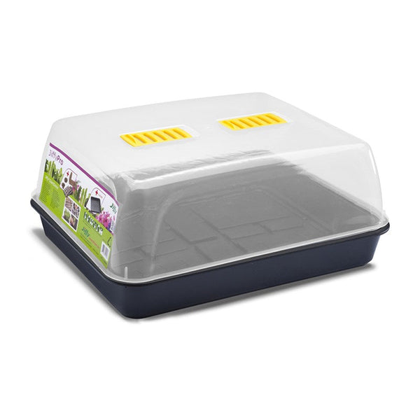 Jiffy Giant propagator with clear domed lid and dark base