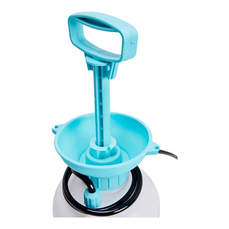 Aqualine pressure sprayer top with turquoise funnel and central pump
