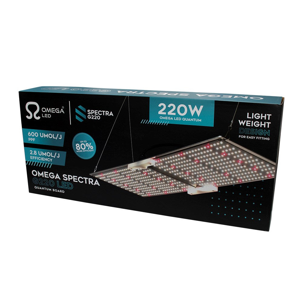 Omega Spectra G220 LED grow light retail box, 220W