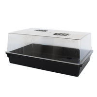 Plant propagator with clear cover and black base