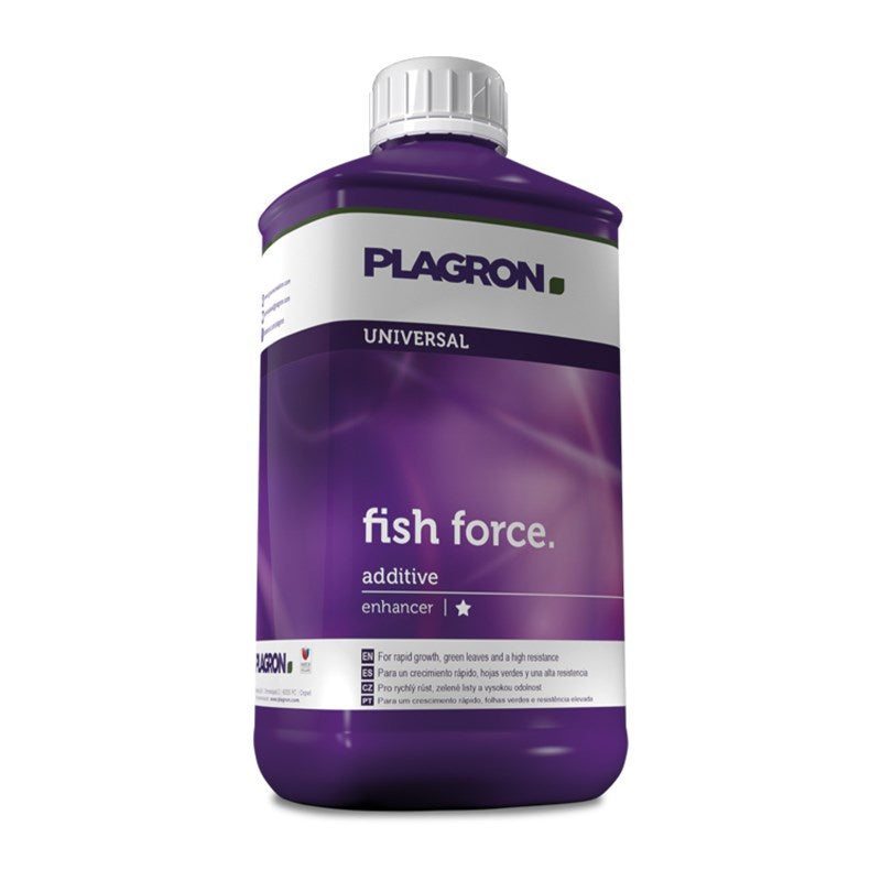 Plagron Fish Force universal fish force additive bottle, purple with white label