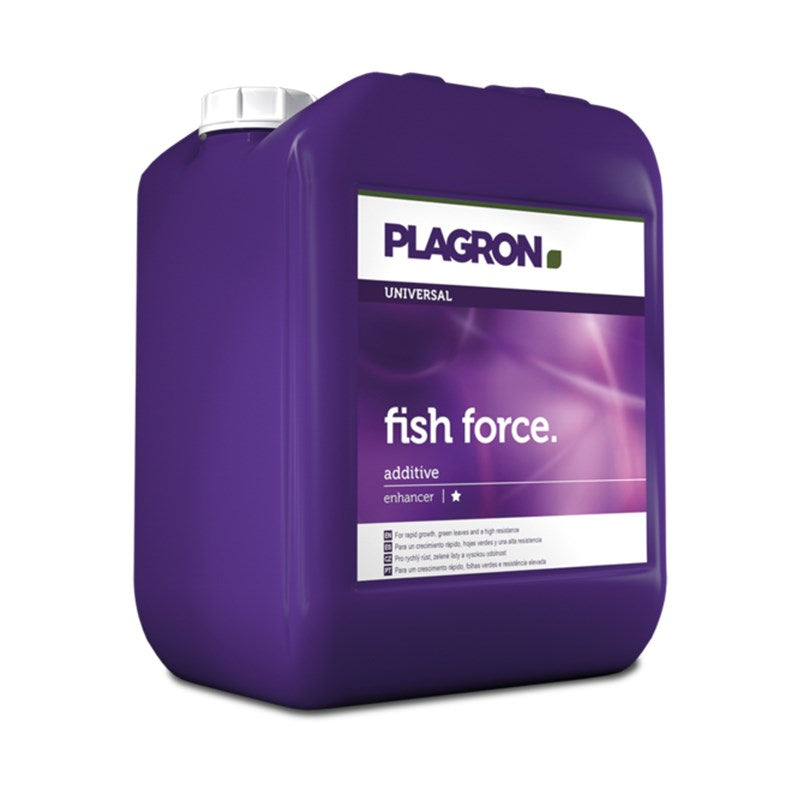 Plagron Fish Force universal additive bottle, purple with side label and cap