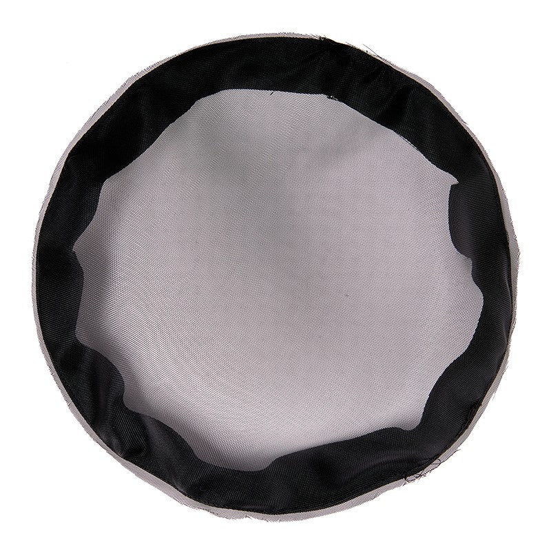 Round black-edge mesh bug block with light gray inner fabric