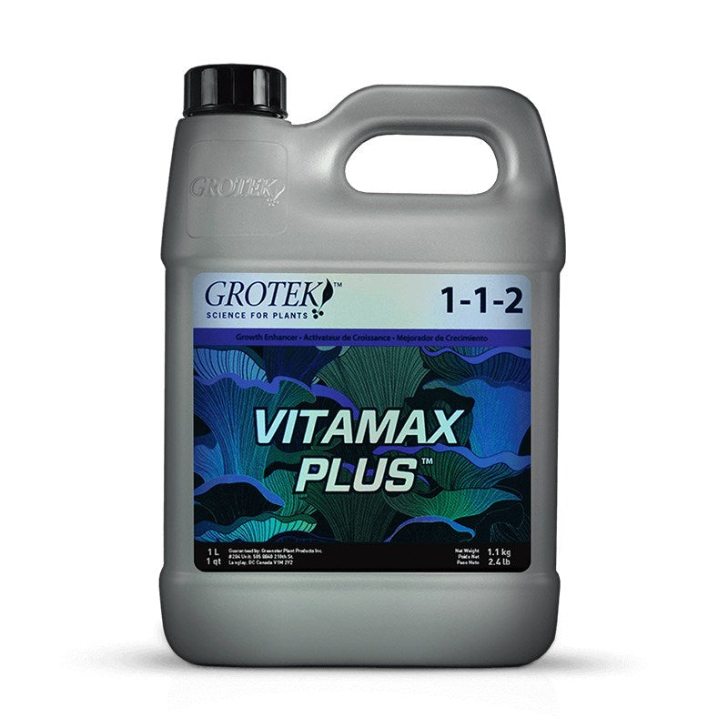 Grotek Vitamax Plus liquid fertilizer jug, 1-1-2 label, 1 L