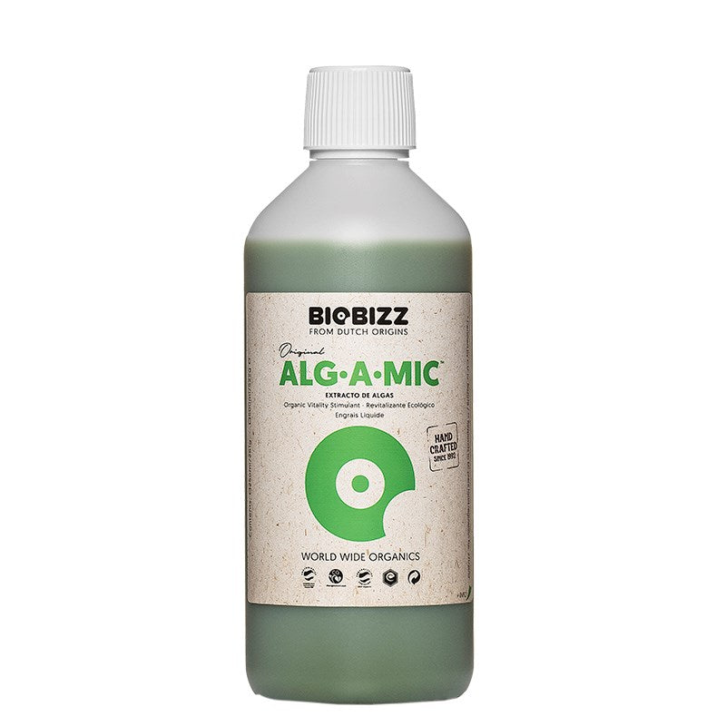 Biobizz Algamic algae liquid bottle with white cap, front label