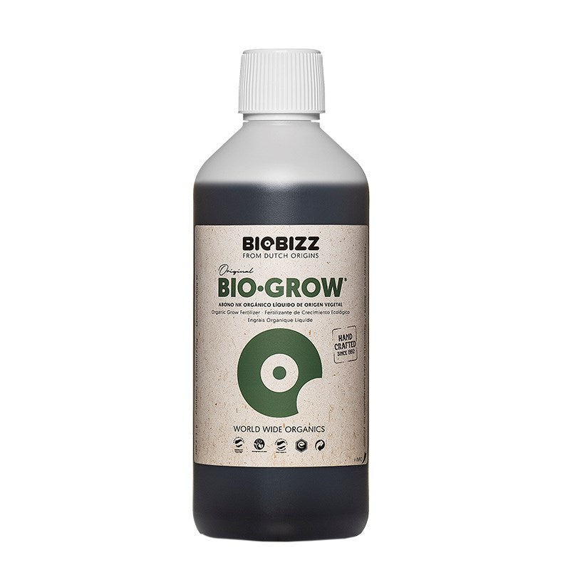 Biobizz Bio-Grow liquid fertilizer bottle with white screw cap and front label