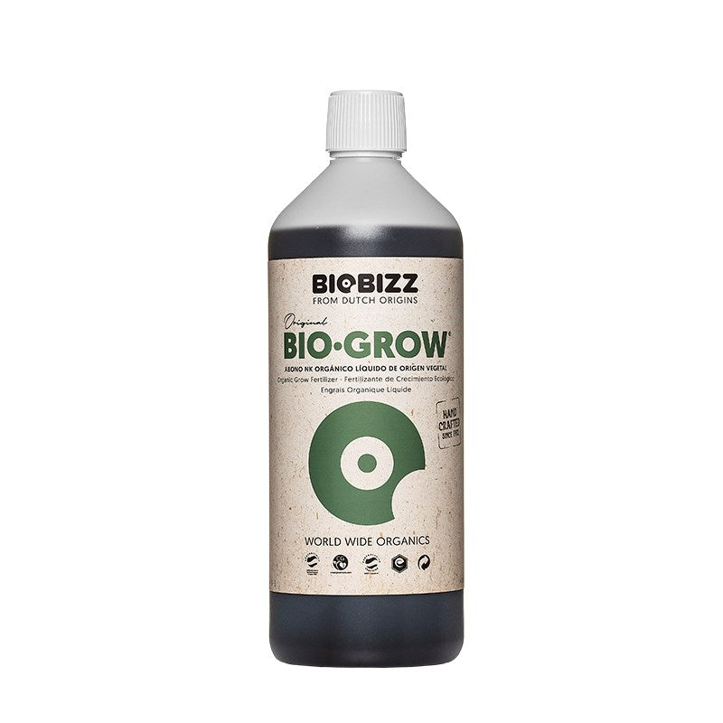 Biobizz Bio-Grow liquid fertilizer bottle with white screw cap and front label