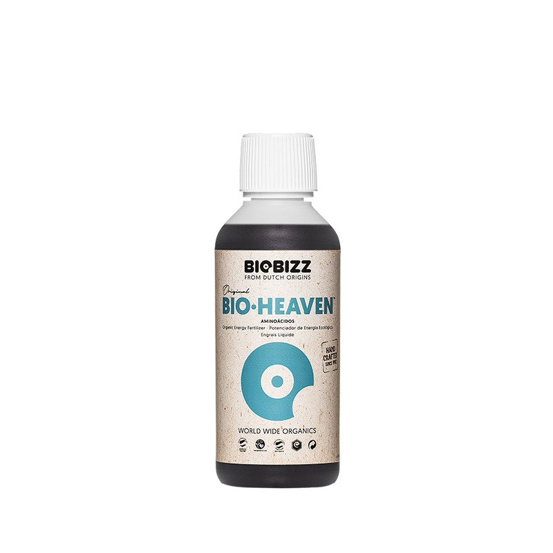 Biobizz Bio-Heaven plant nutrient bottle with white cap, front label