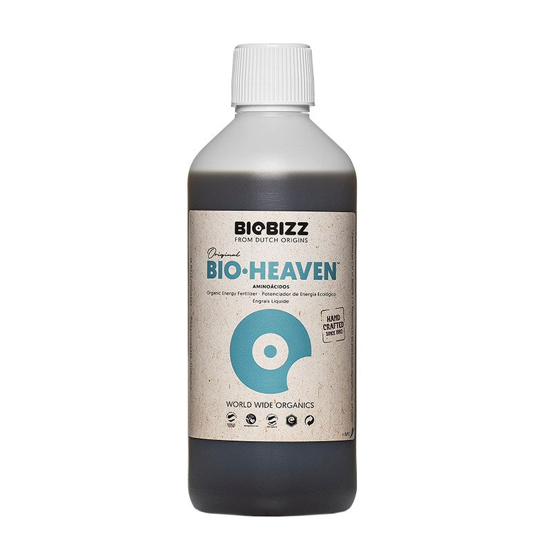 Biobizz Bio-Heaven plant nutrient bottle, full front view and blue logo