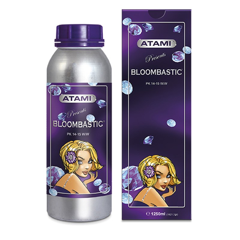 Atami Bloombastic bottle with purple cap and matching purple product box.