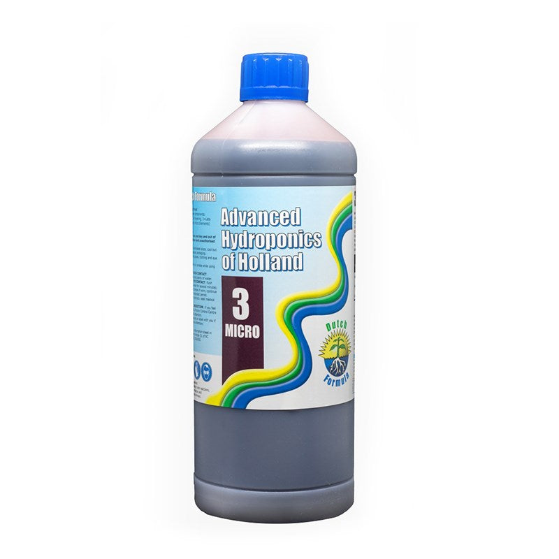 Hydroponic nutrient bottle, gray with blue cap and side label