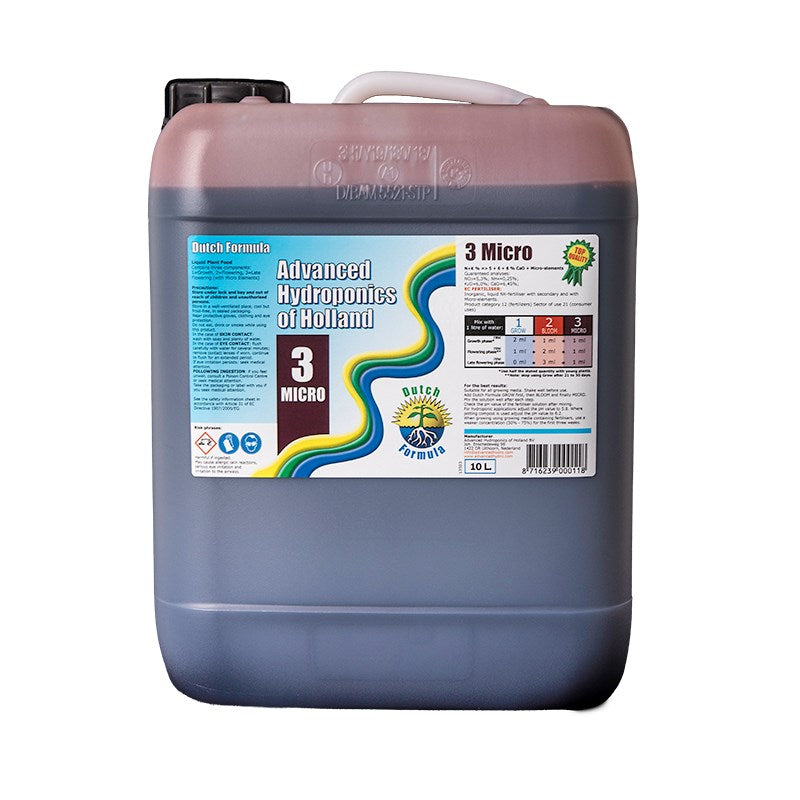 Hydroponic nutrient jug, gray with label and dosing chart panel