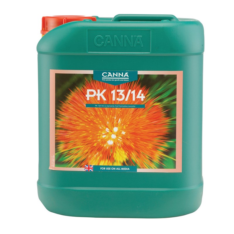 Canna fertilizer canister, green plastic jug with front label and red cap
