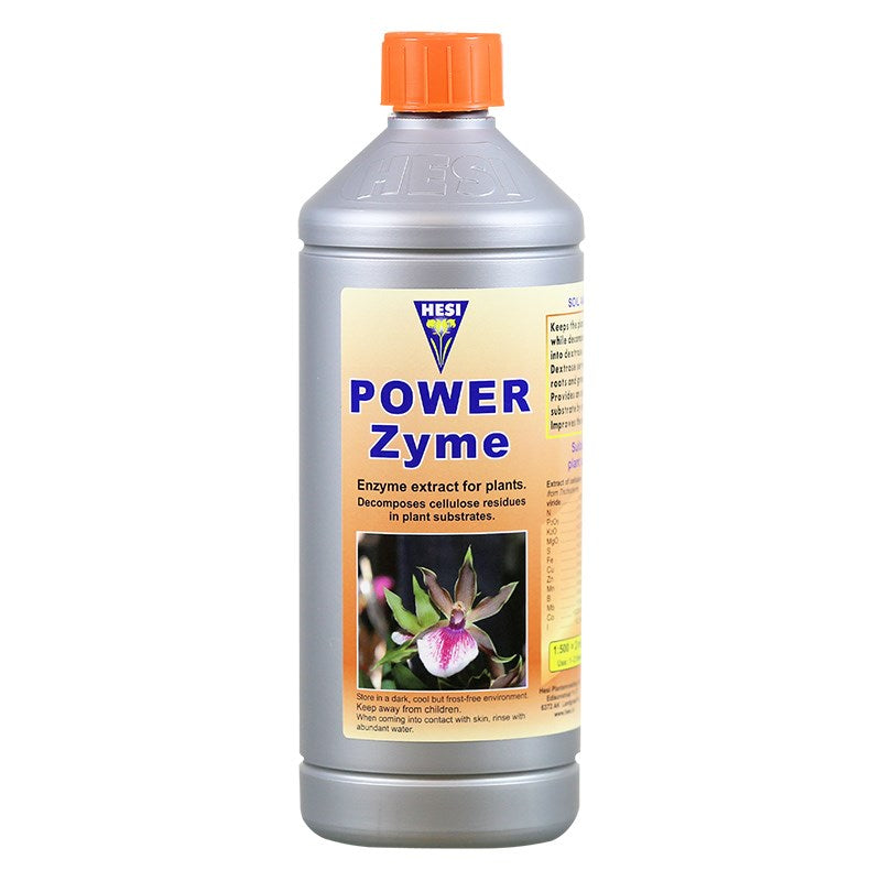 Plant enzyme extract bottle with orange cap and front label on gray body