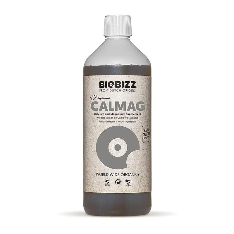 Biobizz liquid supplement bottle with ribbed white cap and front label