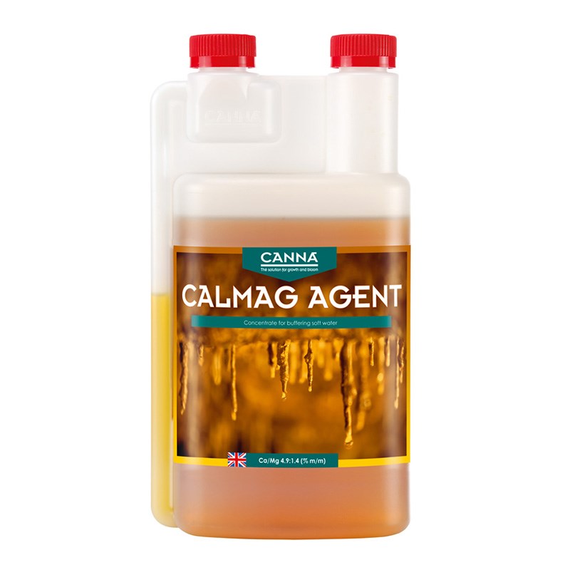 Canna Calmag Agent plastic bottle with red cap, amber liquid