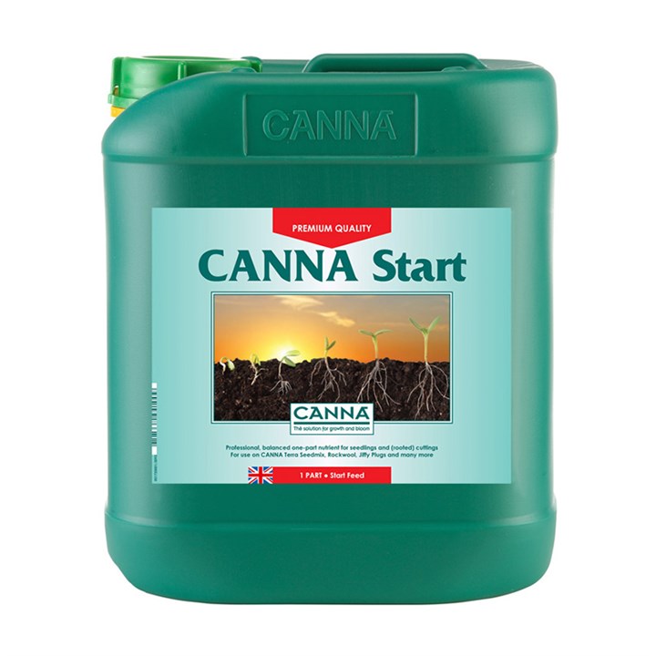 Green plastic nutrient jug with handle, Canna Start label