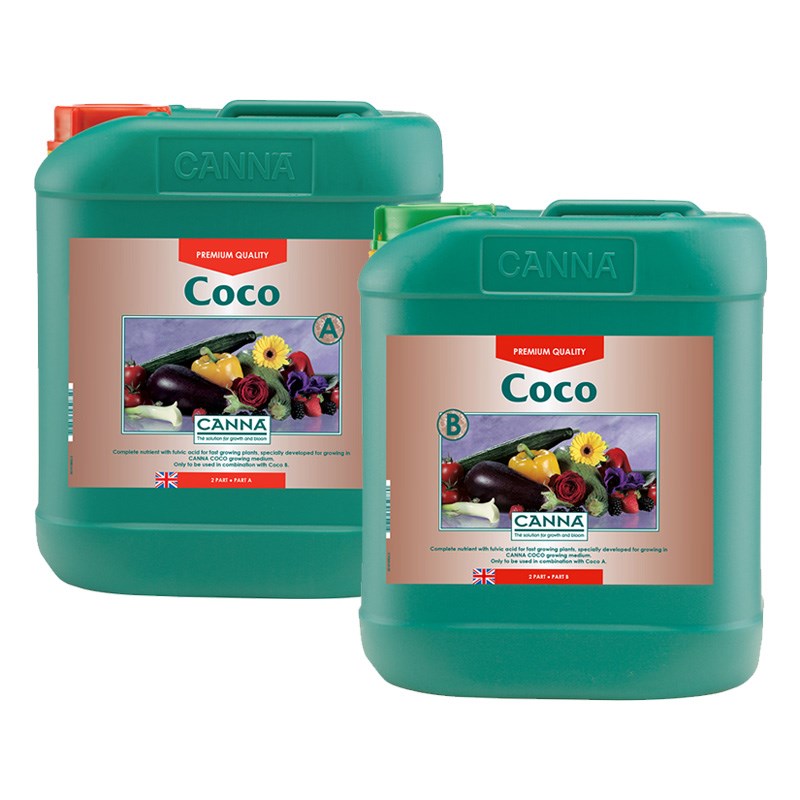 Two green plastic Coco A and B jerry cans with handles and front labels.