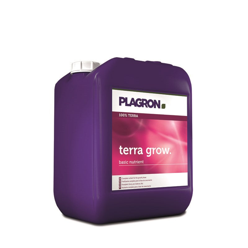 Plagron Terra Grow basic nutrient jug, purple container with front label