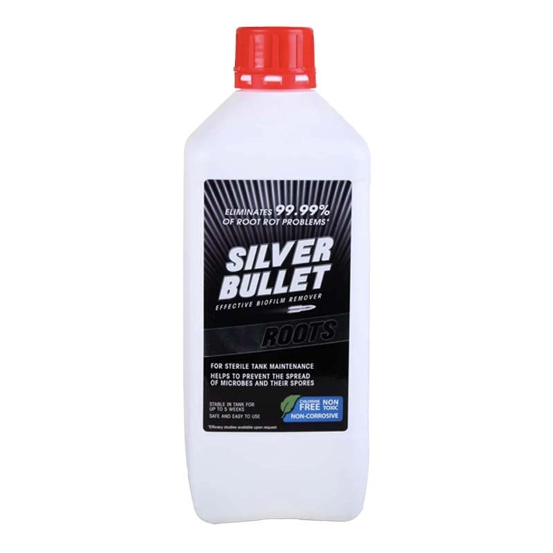 White bottle of root biofilm remover with red flip-top cap