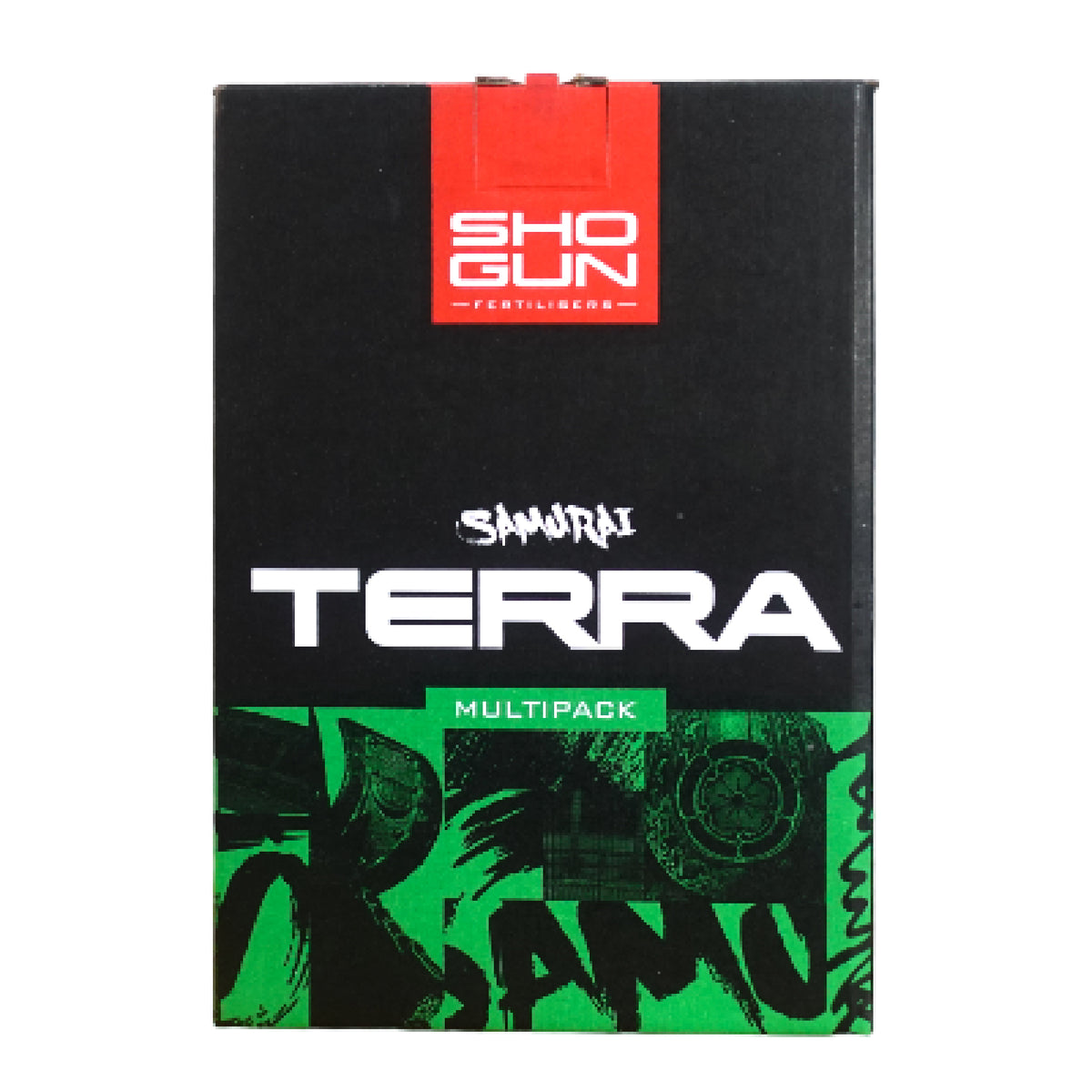 Shogun Terra multipack box with black, red, and green graphic branding