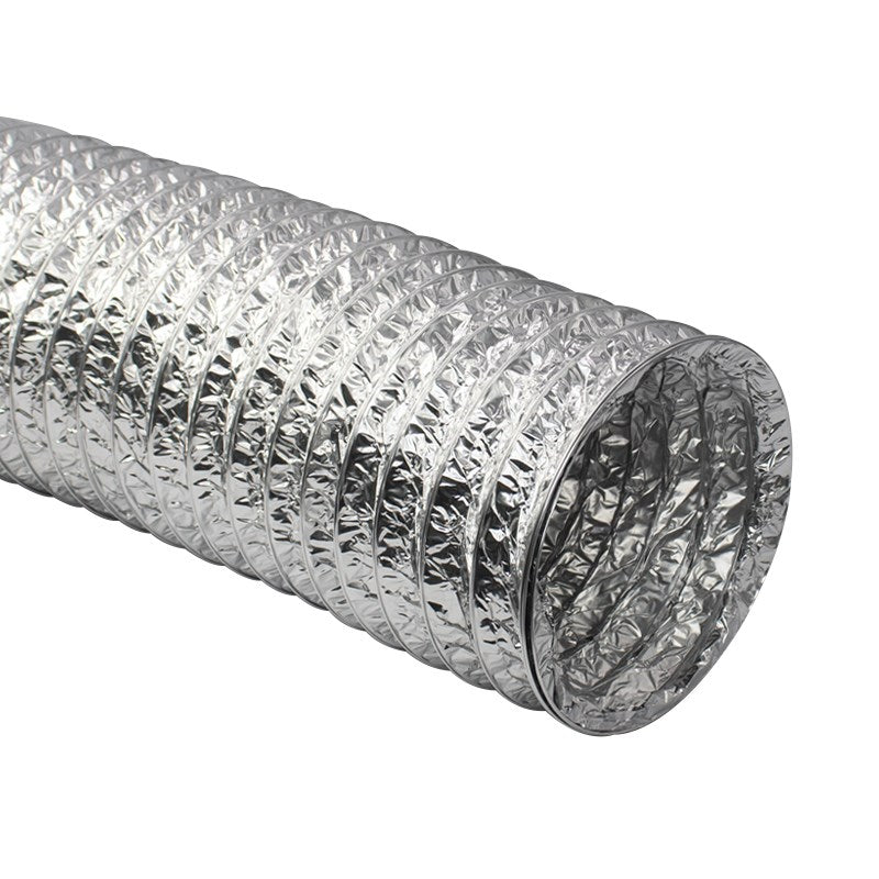 Aluminum flexible ducting with spiral foil wrap and round end collar