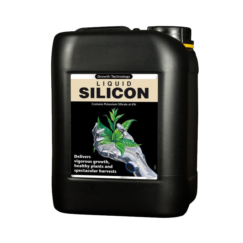Black liquid silicon jerry can with handle, front label and plant artwork